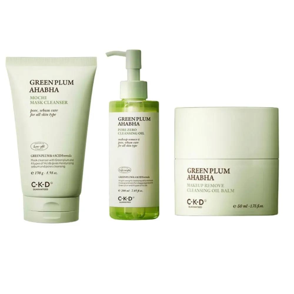 CKD Green Plum Cleansing Oil Pack Soap Oil Balm 3-Piece Set