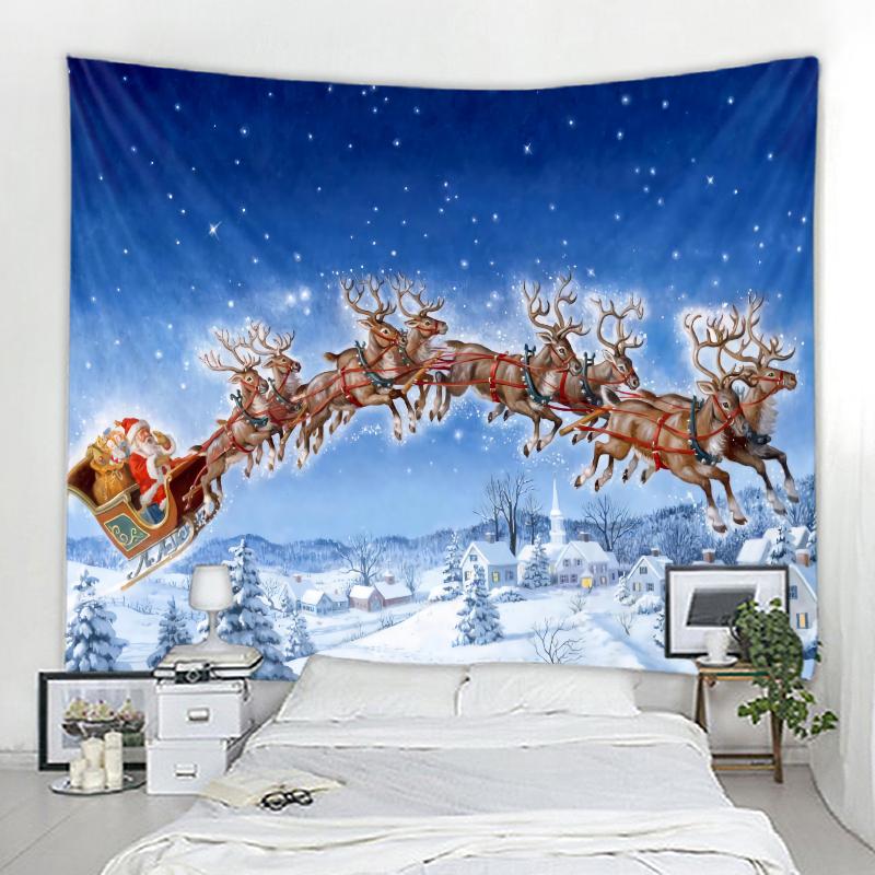 Christmas Decorative Tapestry Red Santa Claus Christmas Tree Fireplace Art Wall Hanging Home Holiday Wall Blanket Tapestries