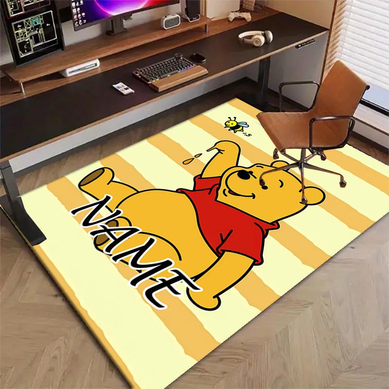 Custom Winnie Mat Personalized Name, Polyester Washable Indoor Entryway Rug, Gift for Christmas, Easter, Thanksgiving Day