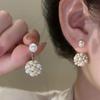 Zircon Artificial Pearl Ball Drop Earrings