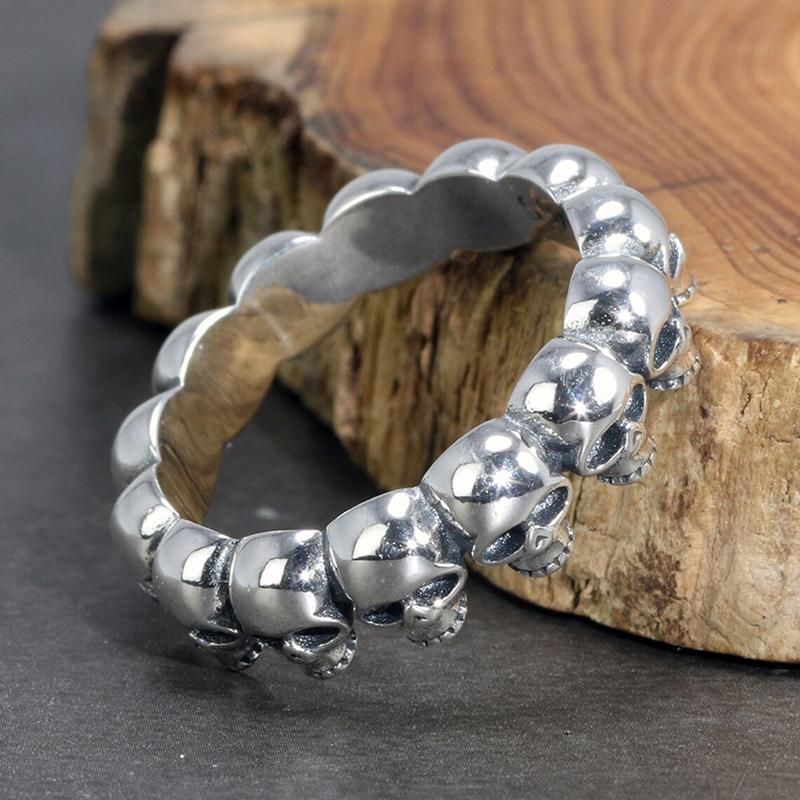 Мужские и женские кольца с черепом, ретро, цвет античное серебро, готические кольца на палец с головой черепа, парные аксессуары, панк, хип-хоп ювелирные изделия