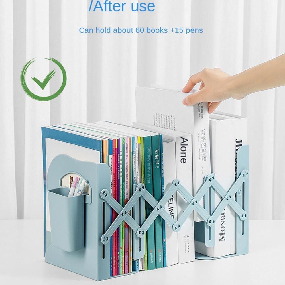with Pen Holder Adjustable Bookshelf Save Space Divider Book Stand Book Support Stand