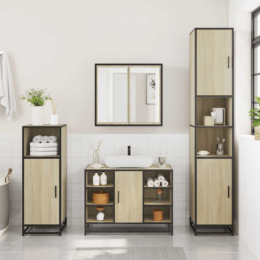 3 piece bathroom furniture set in Sonoma oak melamine faced board
