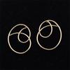 Геометрия Линия Абстрактное Искусство Круглые Неправильной Формы Золотистые Серьги-Пусеты для Женщин Полые Ювелирные Изделия Аксессуар