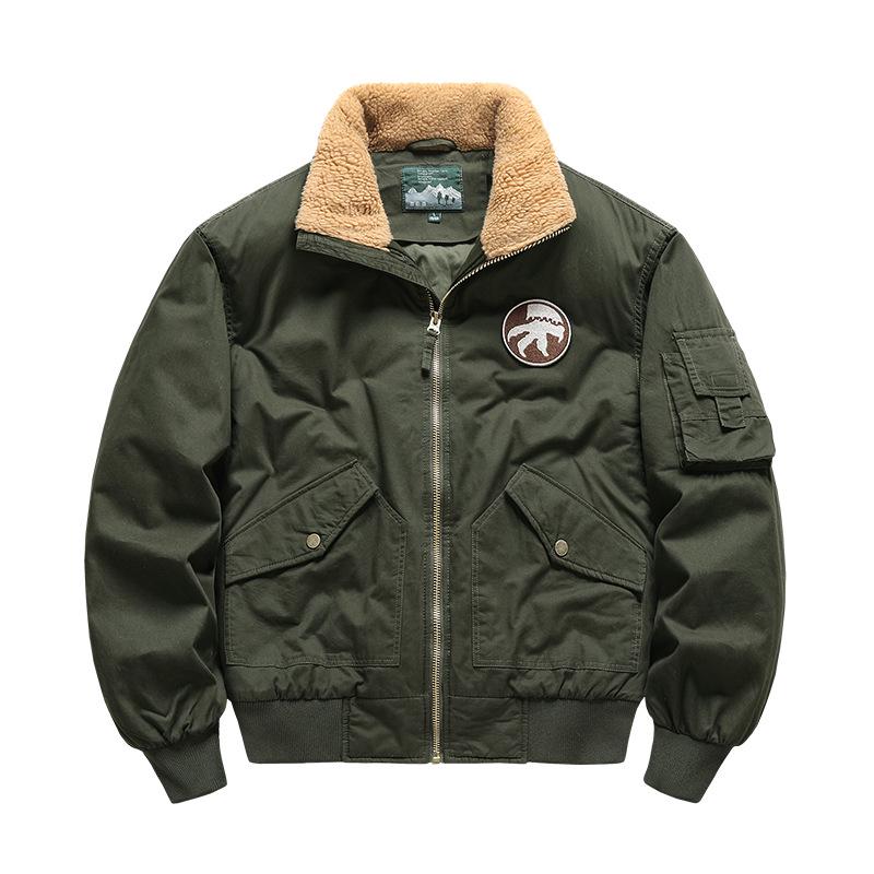 Мужская зимняя куртка Flight Cotton 2024 с воротником из овечьей шерсти, утолщенная, большого размера