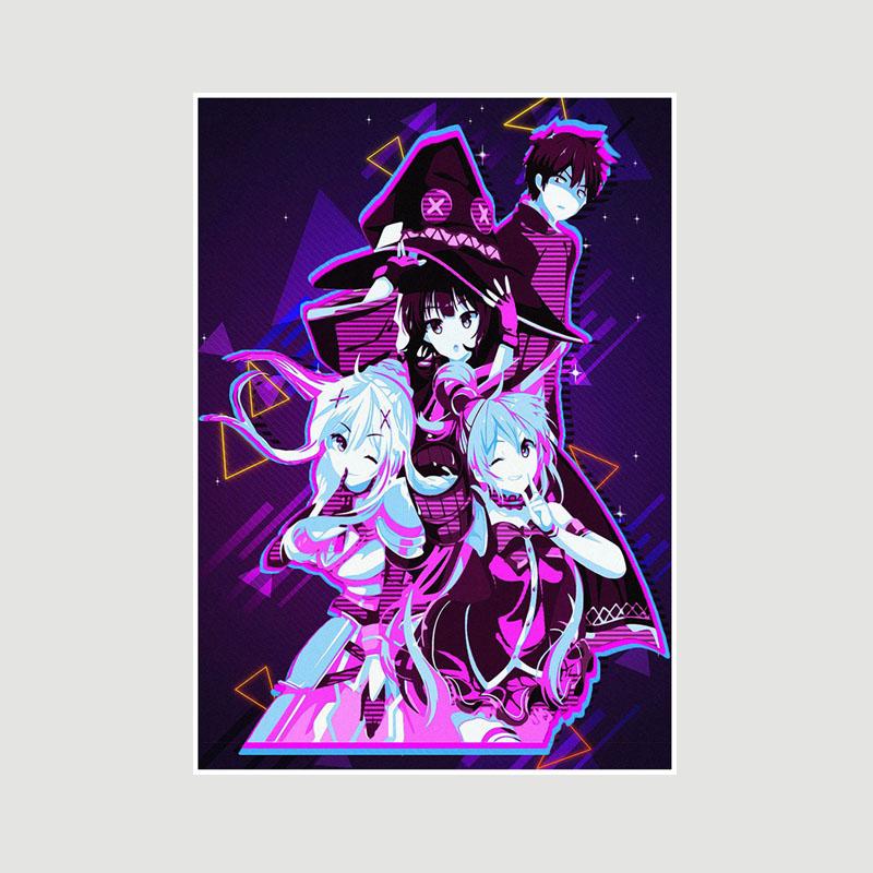 Vintage Anime KonoSuba Megumin White Paper Posters and Prints Bedroom Bar Cafe Decoration Mural  Retro Wall Art Painting Home Decor