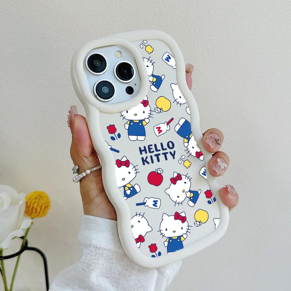 Pink Hello Kitty Phone Case For Iphone 17 Pro Max 17 Air 16 15 14 13 12 11 Pro Max 16e 16 Plus 7 8 SE XR Sanrio Candy Wave Cover
