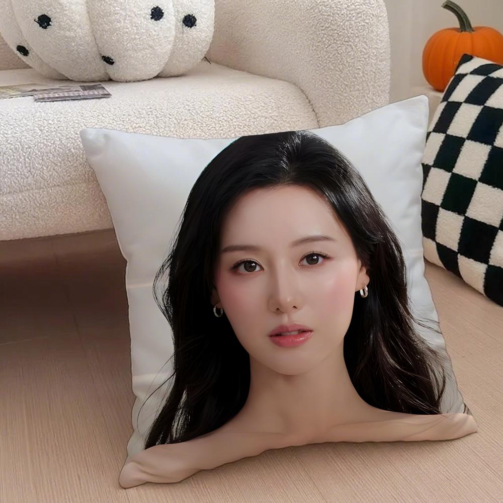 Talented Korean Beautiful Actress KKim Ji Won Cushion Cover Throw Pillow Cover Hidden Button Durable Polyester Chair Cushion