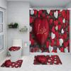 Valentine's Day Printed Shower Curtain Carpet Floor Mat Combination Bathroom Toilet Cushion Bathroom Curtain Four Piece Set