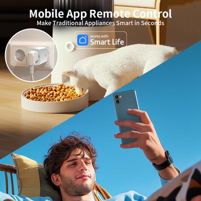 HIMOJO Tuya WIFI + Bluetooth Умная розетка Вилка FR Приложение Smart Life Таймер Голосовое управление Goolge Alexa Монитор мощности Выключатель Розетки