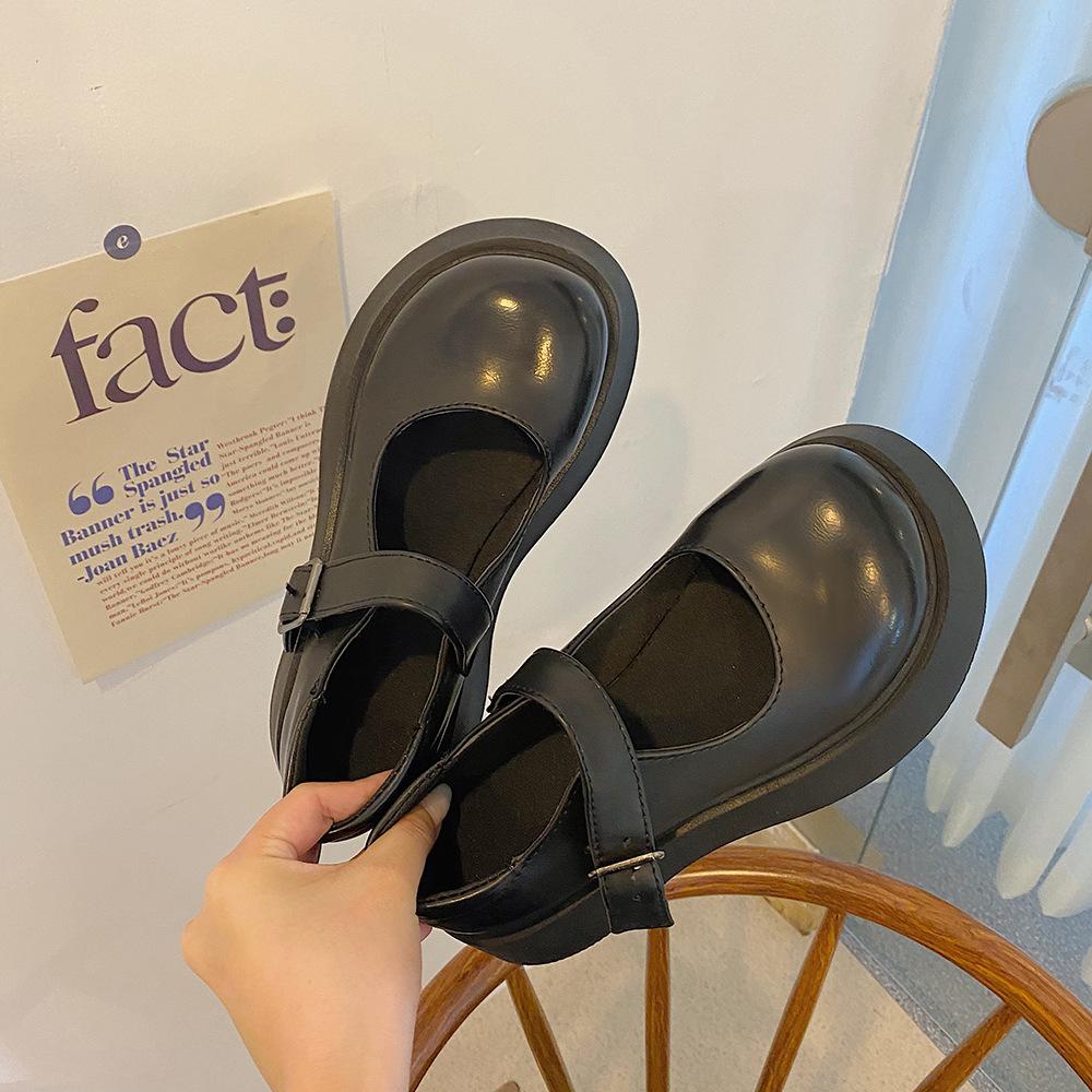 Туфли Мэри Джейн женские 2025 платформа интернет-знаменитость корейская версия универсальные ретро универсальные колледж британский стиль большая голова маленькая ле