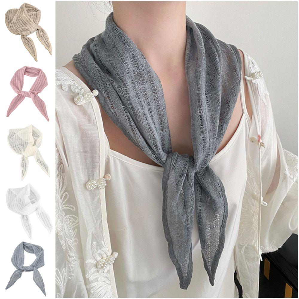Pure Color Triangle Scarf Hollowed-out Head Wrap Fashion Neck Scarf  Photo Props