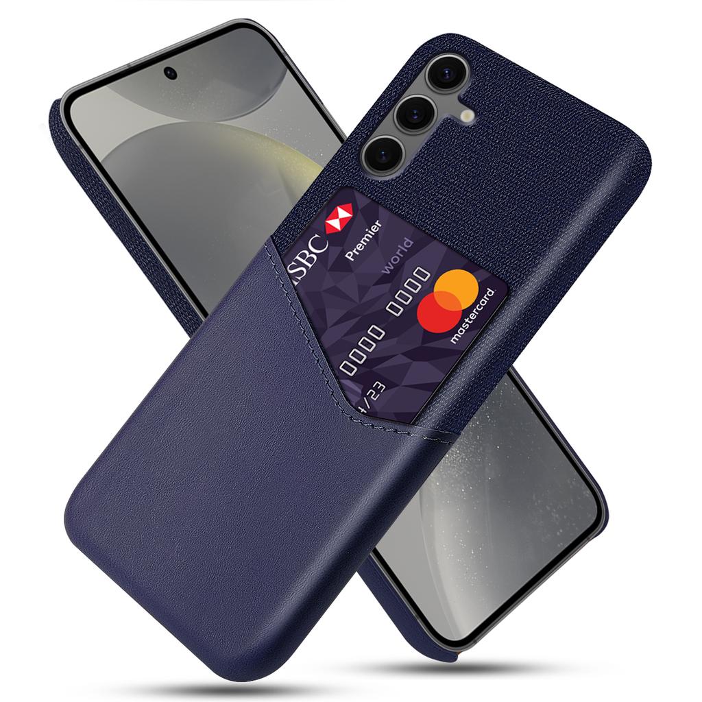 Для Samsung Galaxy S24 FE Чехол Тканевая текстура Искусственная кожа Жесткий ПК Слот для карт Чехол для телефона