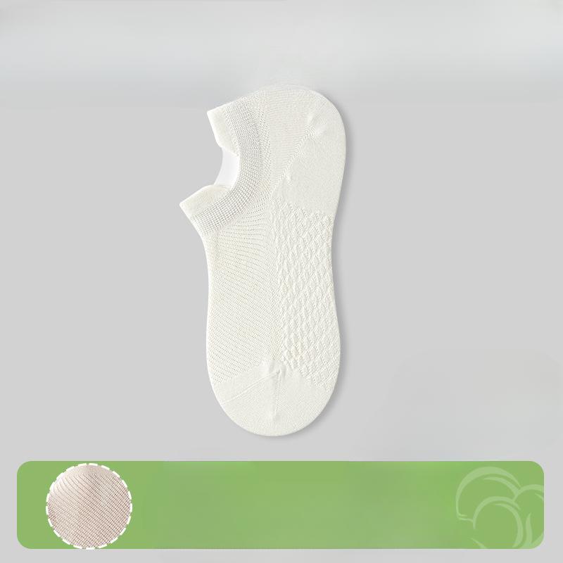 Женские носки без косточек, Сетчатые дышащие однотонные носки-лодочки, Антибактериальные и дезодорирующие носки из гребенного хлопка короткой длины, с защитой от соскальзывания на пятке