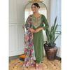 Women's Rayon Embroidered Straight Kurta with Pant and Dupatta Sets (Available In Plus Size)