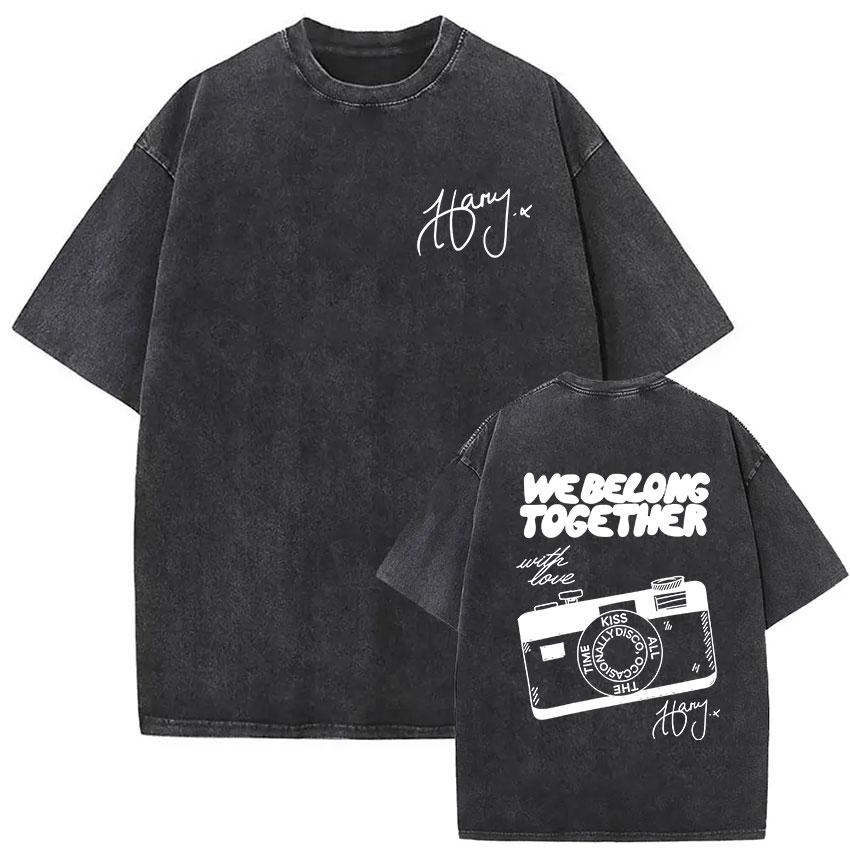 Kiss All The Time Disco Occasionally Album Vintage Washed Tshirt Men Women Clothing Fashion Hip Hop Short Sleeves T Shirts