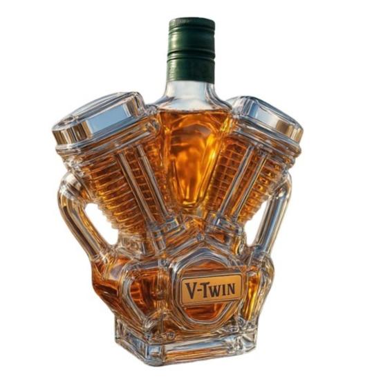Whiskey Bottle Motorcycle Engine Decanter Handmade Glass Bottle Mechanical Aesthetics
