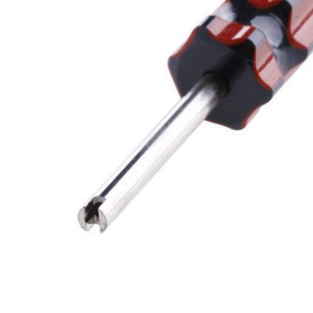 Tire Valve Core Removal Tools Wrench Plastic Handle Iron Plated Wrench Core Tire Repair Hand Tool for Car Bike Bicycle Motorcycl