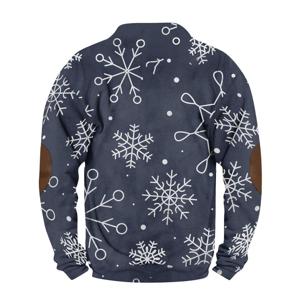 Мужская толстовка на пуговицах с европейским и американским /зимним принтом, с длинным рукавом