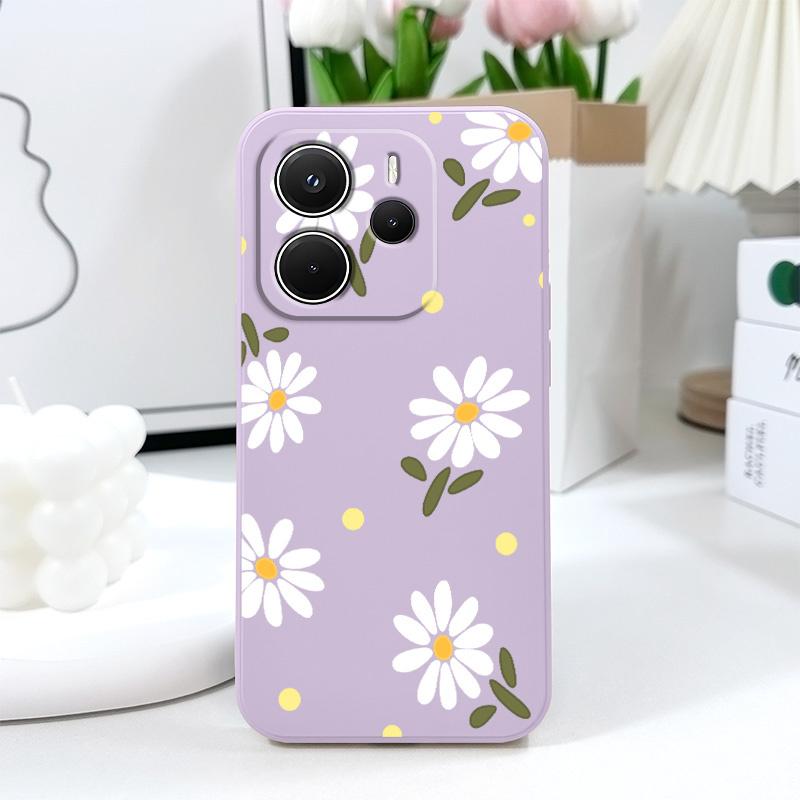 Элегантный чехол с ромашками для Xiaomi Redmi Note 14 13 12 12S 11 11S 10 10S 9 9S 15 14C Pro Plus 4G 5G Жидкий силиконовый чехол
