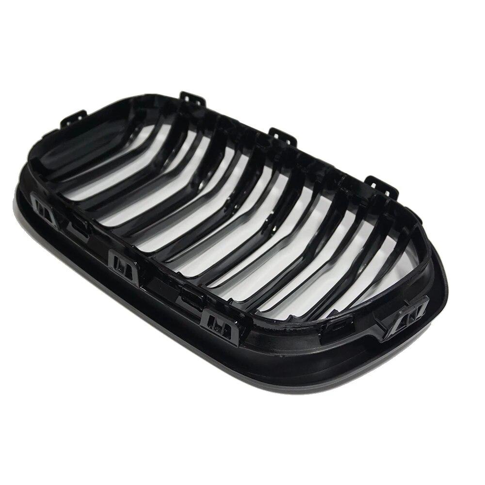 2PCS Car Front Bumper Kidney Grills For BMW F20 F21 LCI 120i 1Series 2015-2017 Double Slat Line Replacement Grill Racing Grille