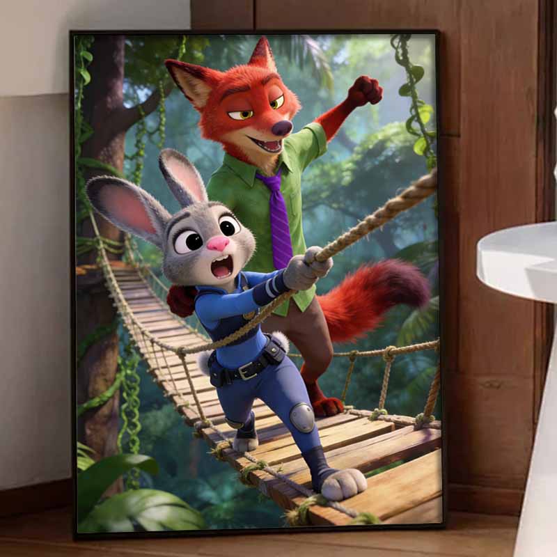 Disney Diamond Art Painting Kit 5D Diamond Zootopia Characters Painting Dot Art Gemstone Crystal Art Paint Diamond Home Wall Decor