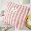 Women Stripe Comestic Case Clutch Pouch Canvas Makeup Storage Bag Women Handbag Portable Toiletry Travel Organizer Case