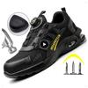 Men's Rotating Button Safety Shoes Steel Toe Work Sneakers Indestructible Shoes Puncture Proof Work Boots Air Cushion Men Boots