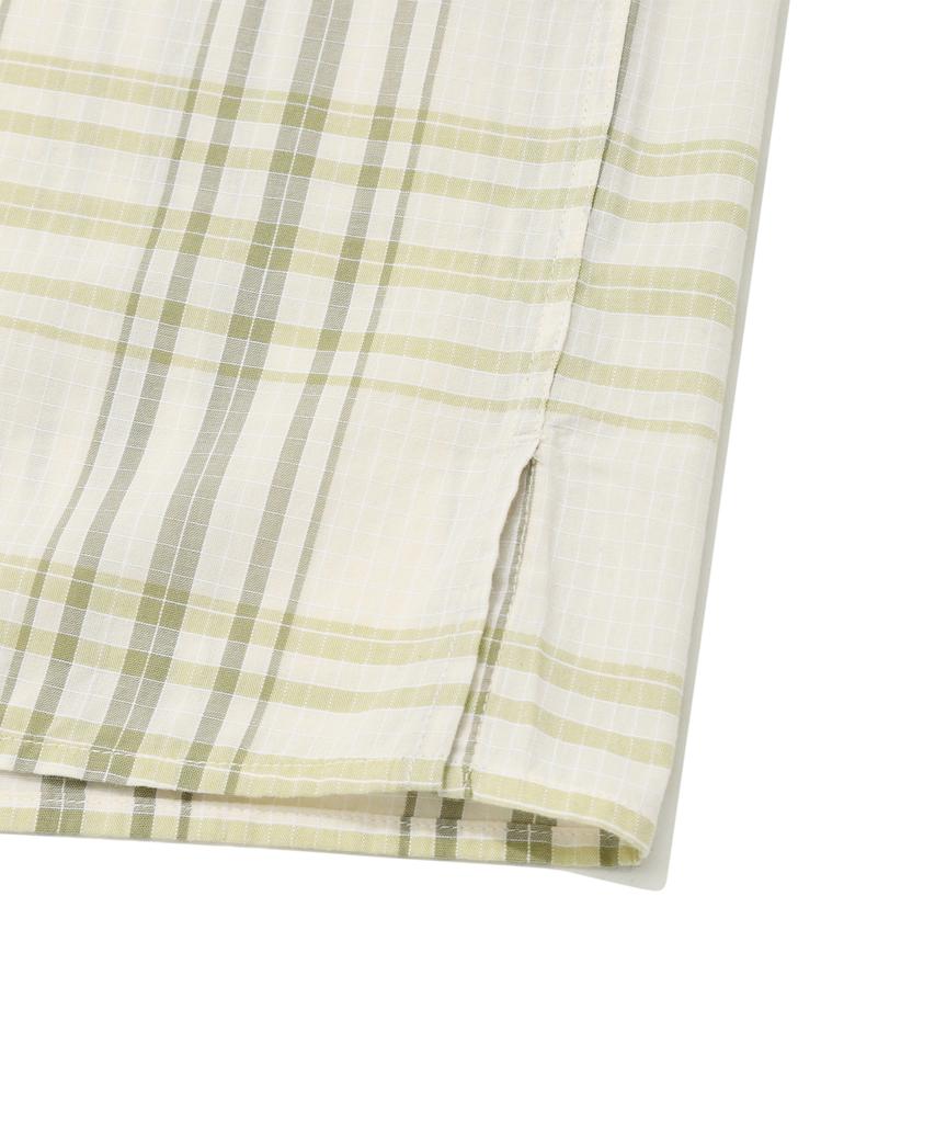 COVERNAT Tartan Check Open Collar 1Pk Half Shirt Green