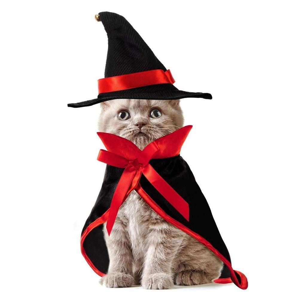 Cloth Halloween Pet Cloak Black/Red Dog Witch Costume Pet Witch Cloak  Add Halloween Atmosphere
