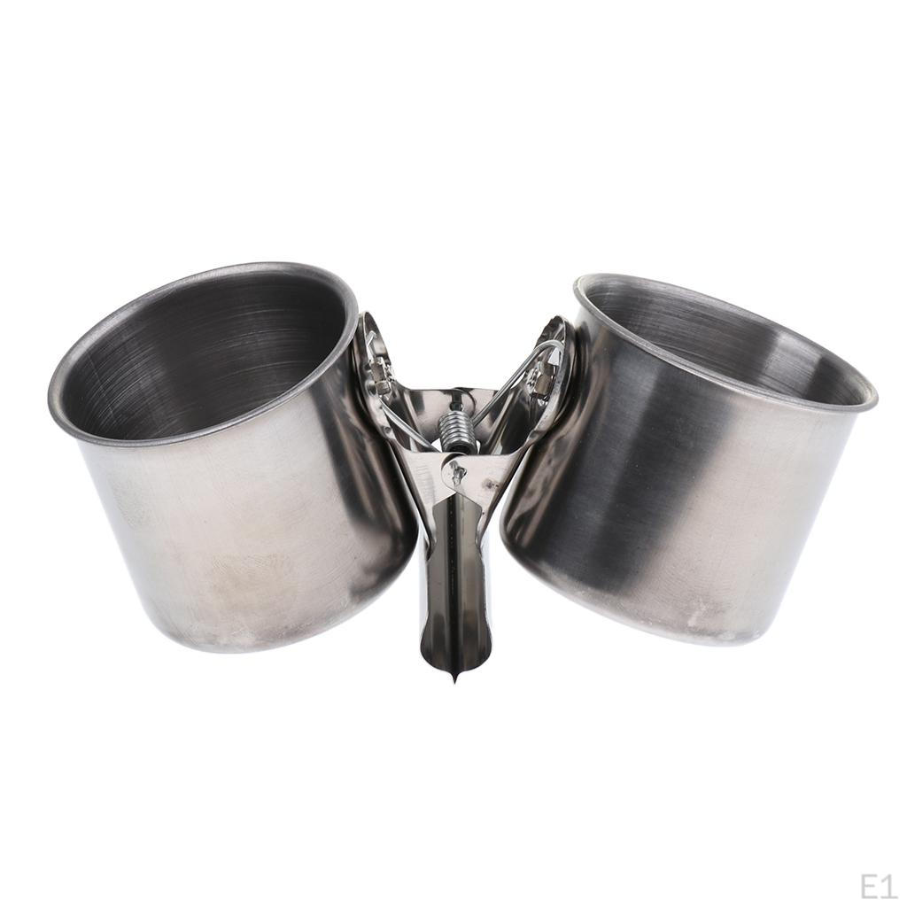 Клетка для кормления попугаев с двойными чашками, подвесная миска, жердочки из нержавеющей стали, игровая подставка с зажимом, семенами