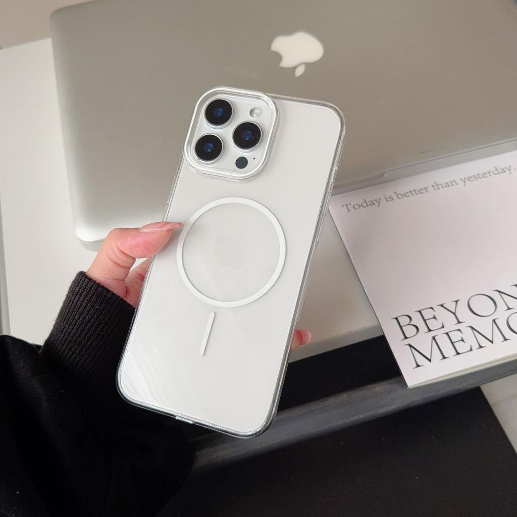 Creative PC Crystal Case Suitable for IPhone 16 High Translucent Ring Magnetic Suction Phone Case 14 Apple 15 Anti-fall