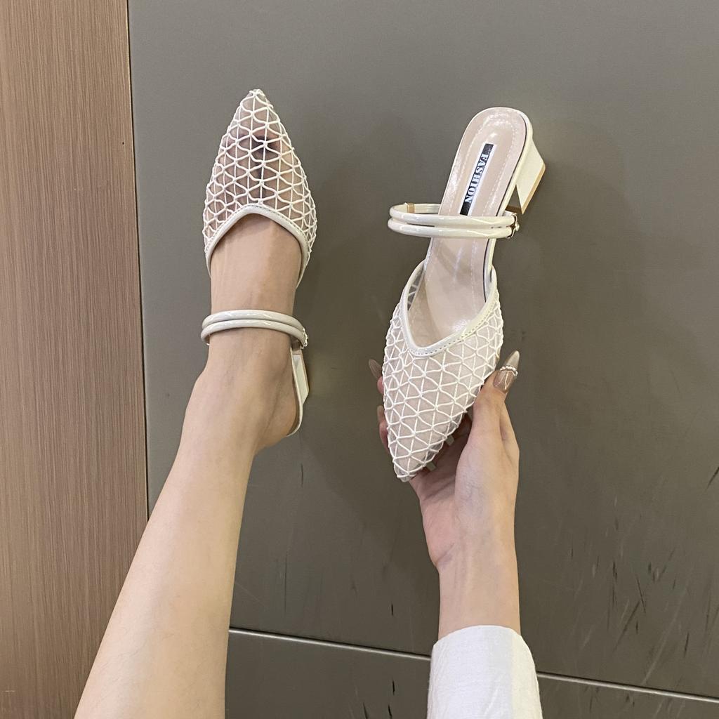 Сандалии Баотоу нового стиля для женщин, летние, на толстом каблуке, на среднем каблуке для женщин, сандалии в сказочном стиле для женщин, Zapatos Mujer