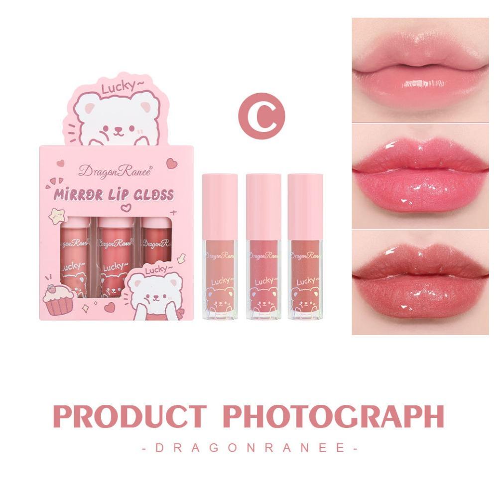 Блеск для губ Глазурь для губ Масло для губ Стекло с водой Светильник Зеркало увлажняющий увлажняющий Жемчуг со вспышкой Мультяшная коробка звуковой сигнал губы