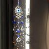 1 Pc Natural Crystal, Blue Devil's Eye Crystal Ball, Prism Curtain Rainbow Decorated Pendant, Living Room Garden Soul Pendant