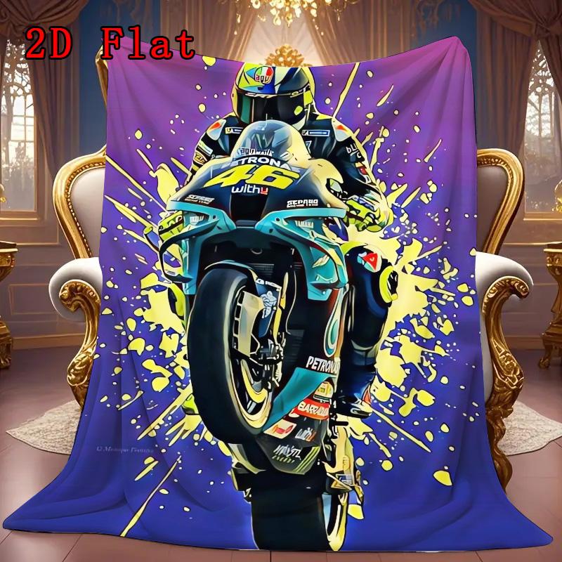Paint-splatter art motorcycle 2D Flat Pattern Flannel Blanket High quality All Seasons Warmth and Comfort Perfect for Christmas Gifts.MMT0918435