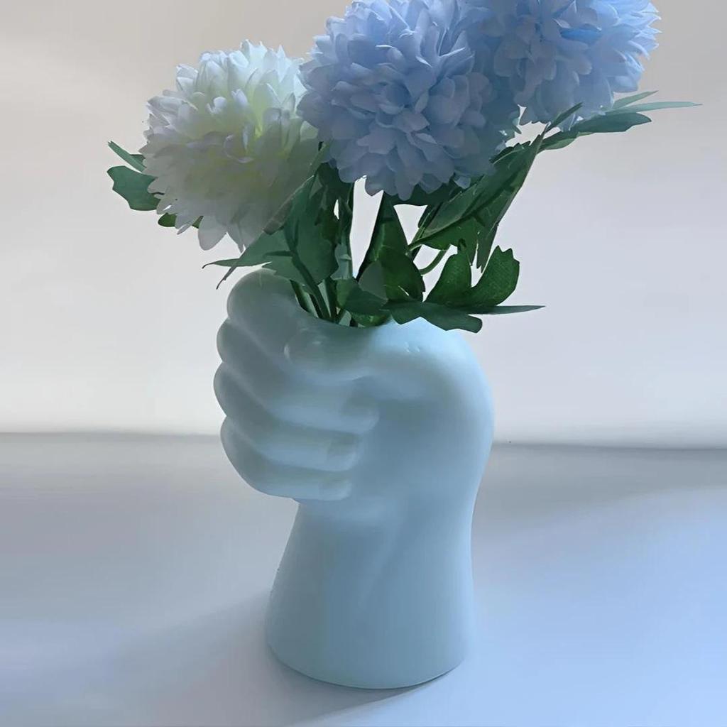 Newcomer Discount: Faux Hand Bouquet with Abstract Bear Grass in Simple Imitation Ceramic Vase