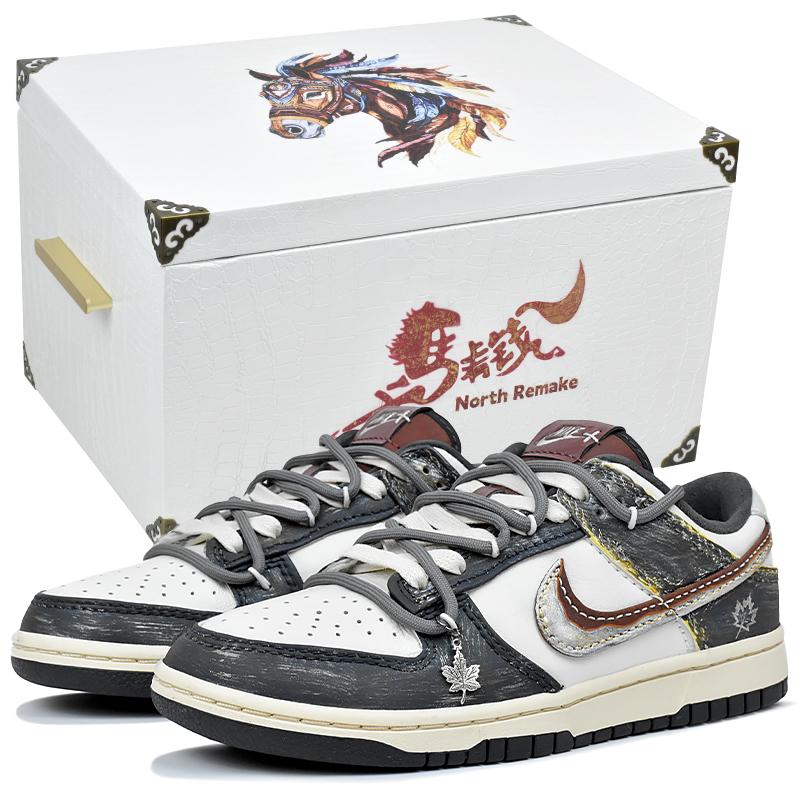 Nike Кроссовки Dunk Скользкие Устойчивые к истиранию Низкие Скейтбордические Мужские Белый Черный Серый IM6670-202(Team1676-S-BOX