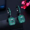 Popular Zircon Square Emerald Earrings Oval Ear Clasp Ear Jewelry