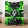 Green Bremen Pattern Flannel Blanket, Soft Polyester, Modern Design, All-Season for Camping, Travel, Gifts for holidays or birthdays