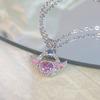 Angel Wings Pink Love Zircon Necklace Elegant Design Wedding Pendant Clavicle Chain Jewelry Anniversary Gifts
