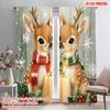 2pcs,2D Plane Printing Print Curtains Cute Deer Christmas Snowflakes Holiday (3) Versatile 100% Polyester (without Rod)