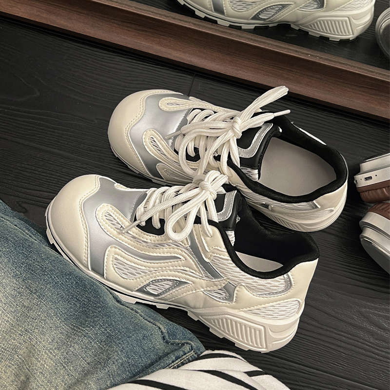 Эстетика беспорядка Боулинг-туфли Обувь Форреста Гампа Женская Летняя 2025 Новые Дышащие Сетчатые Повседневные Папины Туфли Женские