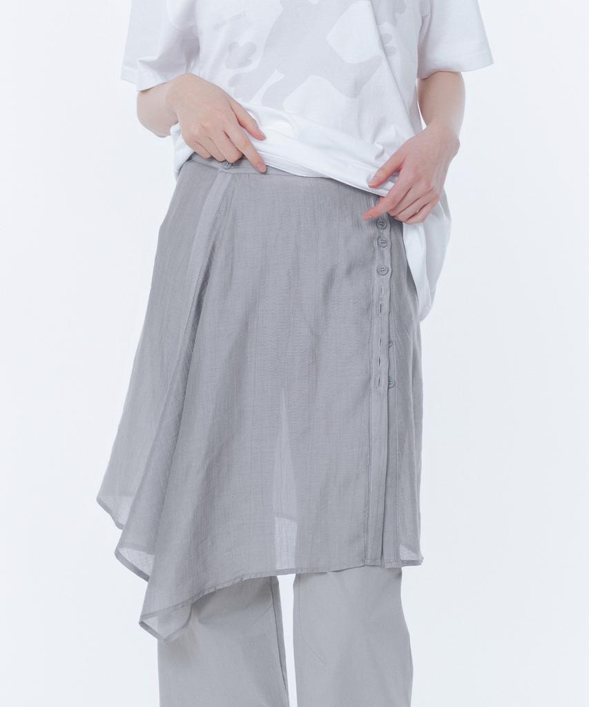 Miseki Seoul Button Layered Wrap Skirt Gray