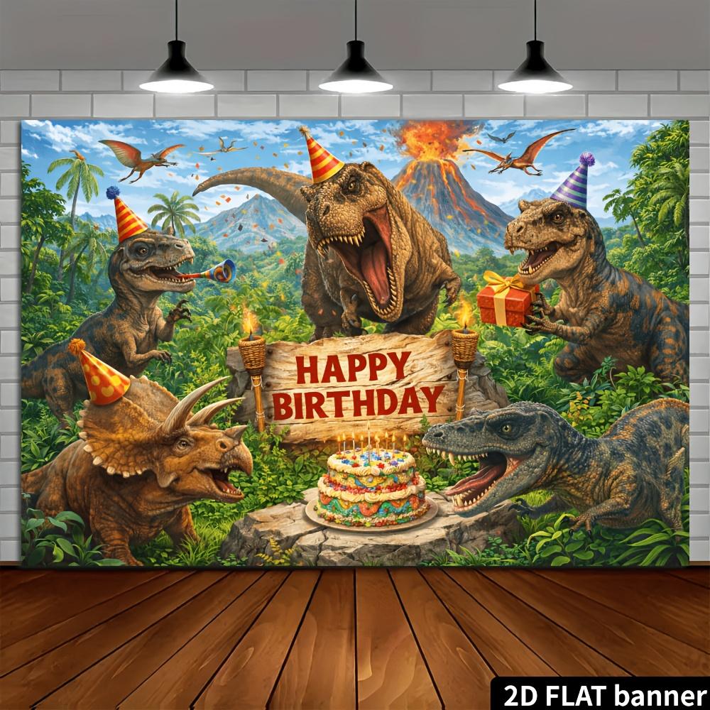 2D plane 1-piece dinosaur party birthday backdrop suitable for birthday parties theme activities and wall decoration