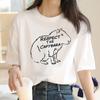 Capybara T Shirt Women Print Summer White Top Cotton T-shirt Graphic Tees Women Vintage Streetwear 90s Plus Size Tshirt Female
