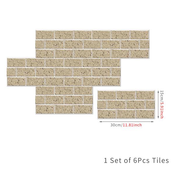 6 шт., маслостойкая наклейка для кирпичной плитки, наклейка на стену для кухни, самоклеющаяся водонепроницаемая наклейка для ванной, обои 15x30 см