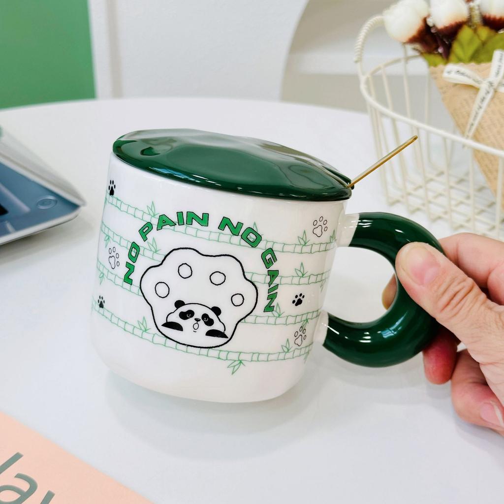 Couple with Cover Spoon Mug Cute Kitten Cartoon Large Capacity Set Souvenir Ceramic Cup Office Cup