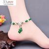 Natural Shell Flower Green Onyx Pendant Adjustable Size Anklets Fresh Summer Ocean Beach Holiday Tourism Jewelry Gifts