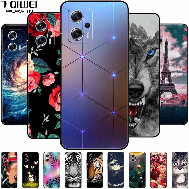 Чехол для Xiaomi Poco X4 GT 6,6'' Кот Волк ТПУ Силикон Мягкий Coque Fundas для Poco X4 GT 5G Чехол Черный Край Милый PocoX4 X 4 GT
